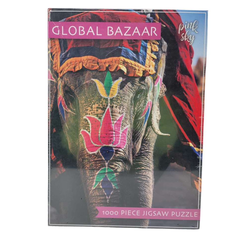 Pink Sky 1000 Piece Jigsaw Puzzle - "Global Bazaar" – 26” x 19” – New/Sealed